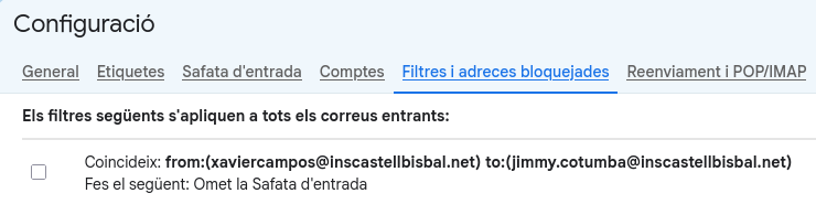 Creació de regles de filtrat de correu Screenshot 2025 09 25 At 09 40 05 Configuracio Jimmy.cotumba@inscastellbisbal.net Correu De Institut Castellbisbal