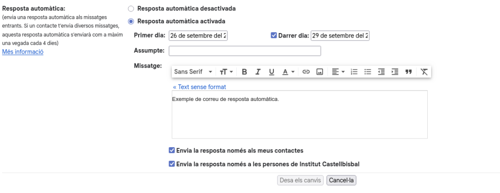 Configuració d'una resposta automàtica que informi del correu corporatiu Screenshot 2025 09 26 At 08 33 17 Configuracio Jimmy.cotumba@inscastellbisbal.net Correu De Institut Castellbisbal 1024x396