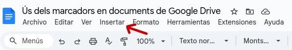 Utilització de marcadors en documents de Drive Marca