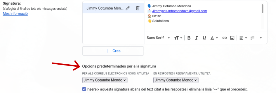 Configuració d'una signatura signaturaaa