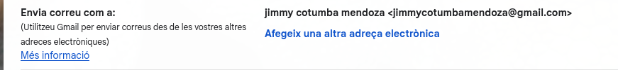 Poder enviar correus en nom d'aquest compte des del correu corporatiu Screenshot 2025 10 01 At 08 49 35 Configuracio Jimmycotumbamendoza@gmail.com Gmail