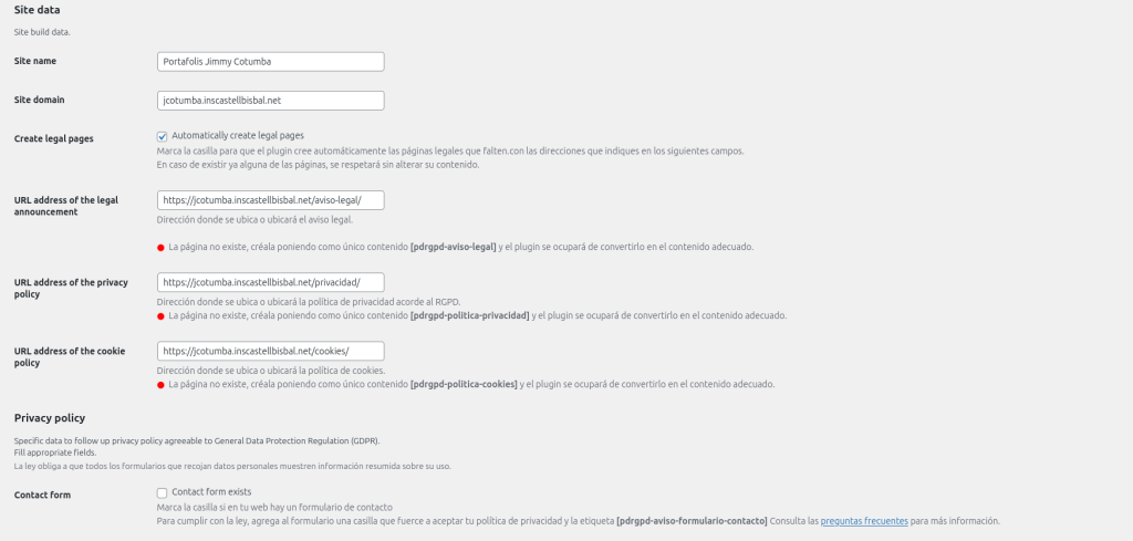 screenshot 2026 04 16 at 10 36 09 protección datos rgpd settings portafolis jimmy cotumba — wordpress